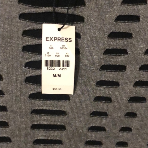 Express Gray & Black Ripped Distressed Sweater - Picture 2 of 6